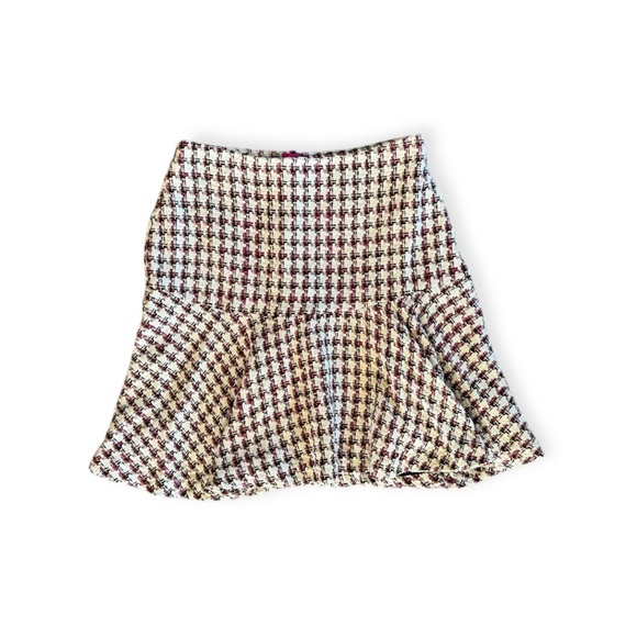 Maeve Dresses & Skirts - Maeve Anthropologie skirt mini plaid tweed pink business office casual Sz 2 XS